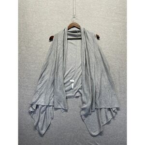 Gap Maternity Draped Cardigan Sweater Vest Womens M Gray Tight Knit Open Front